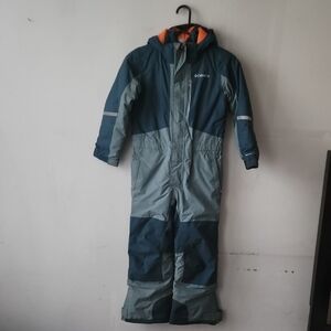 Columbia Kids One-Piece Snowsuit in Dark Teal, Light Gray & Orange